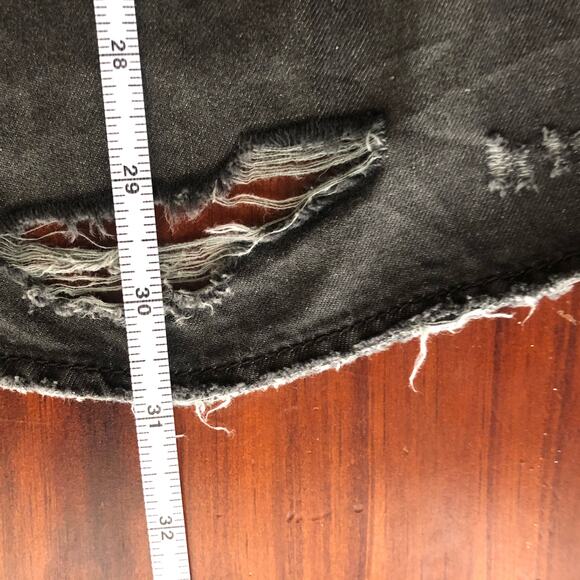 Man X One Teaspoon Shirt Medium Black Pull Over Denim Distressed Grunge - Picture 13 of 14